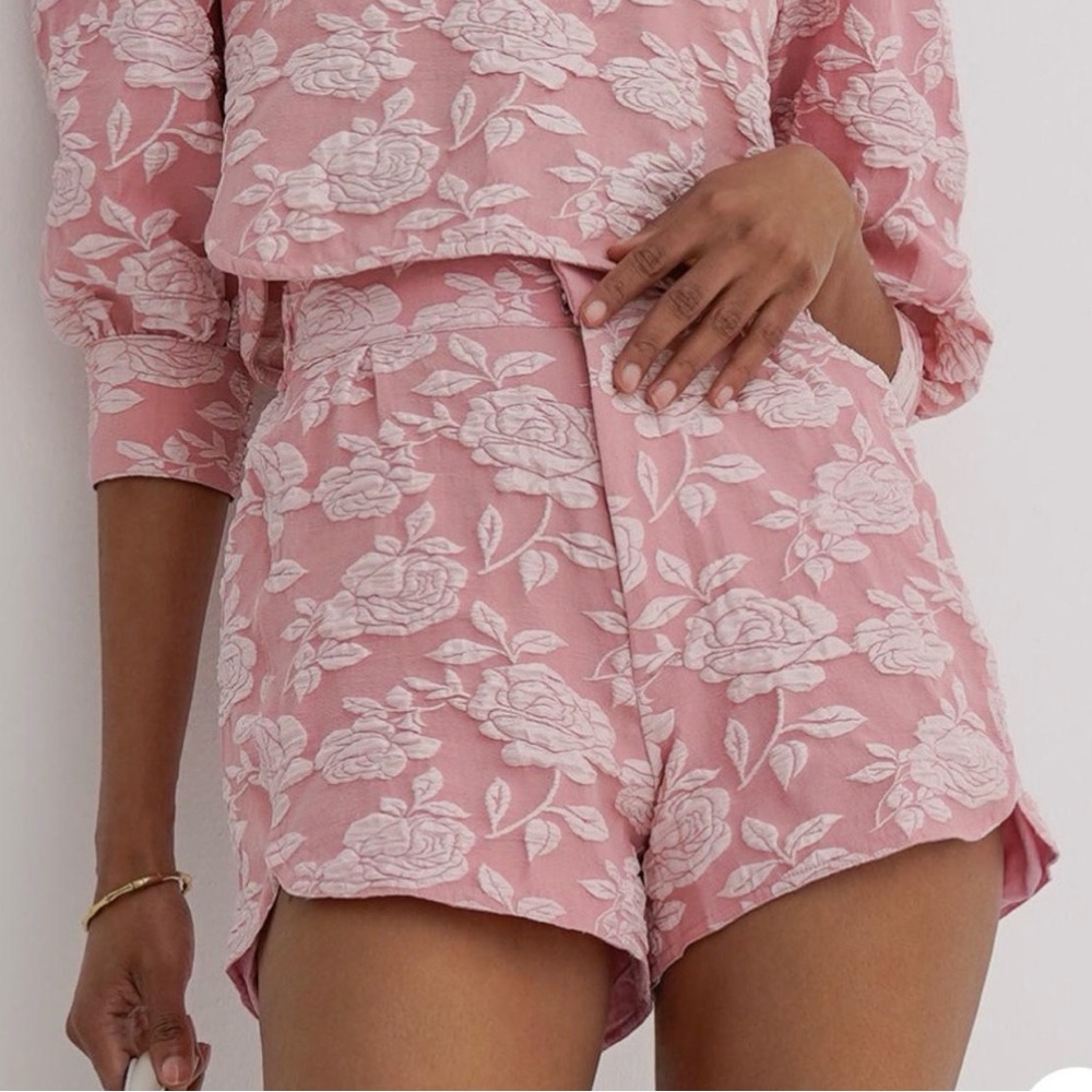 Pink Floral High-Waist Women’s Shorts